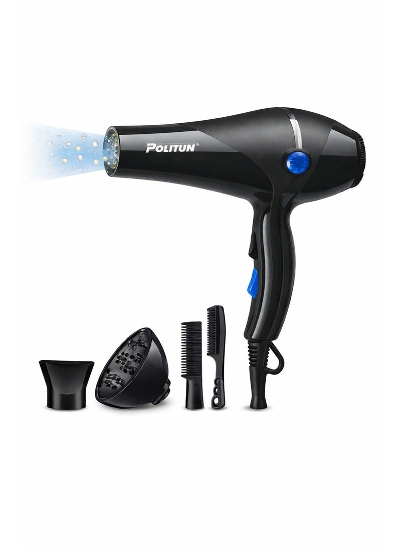 POLITUN PT-V9 5000W Professional 4-in-1 Hair Dryer (Salon & Home Use) Experience fast drying with a silky-smooth finish - Image 1
